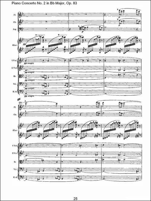 Bb大调钢琴第二协奏曲, Op.83第一乐章-一-钢琴谱