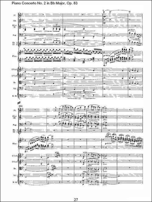Bb大调钢琴第二协奏曲, Op.83第一乐章-一-钢琴谱