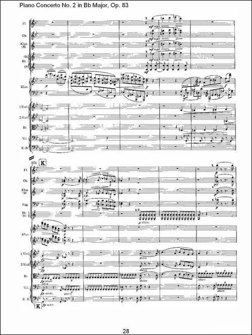 Bb大调钢琴第二协奏曲, Op.83第一乐章-一-钢琴谱