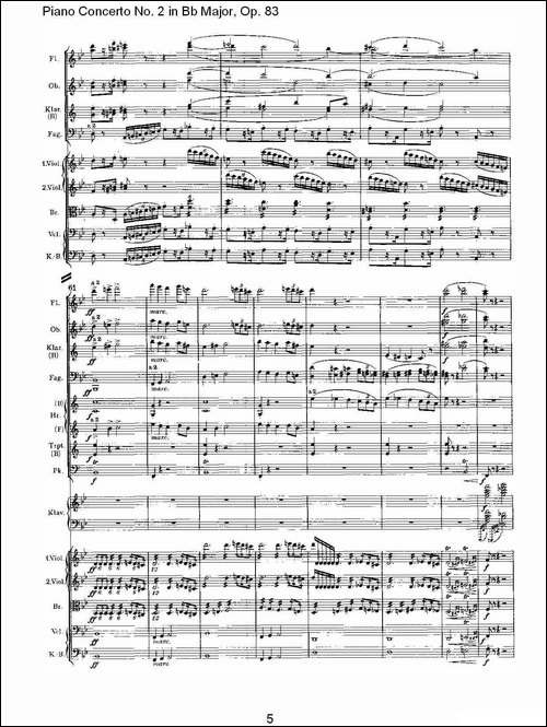 Bb大调钢琴第二协奏曲, Op.83第一乐章-一-钢琴谱