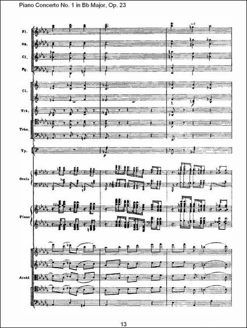Bb大调第一钢琴协奏曲,Op.23第一乐章第一部-一-钢琴谱