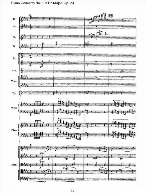 Bb大调第一钢琴协奏曲,Op.23第一乐章第一部-一-钢琴谱