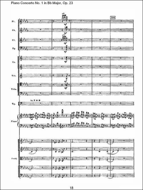 Bb大调第一钢琴协奏曲,Op.23第一乐章第一部-一-钢琴谱