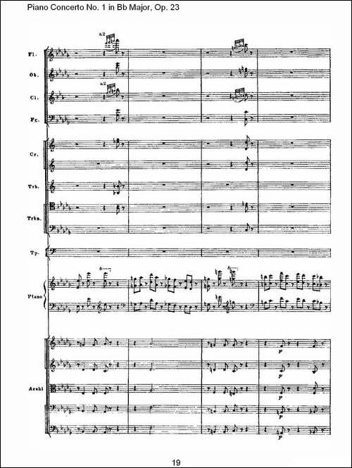 Bb大调第一钢琴协奏曲,Op.23第一乐章第一部-一-钢琴谱