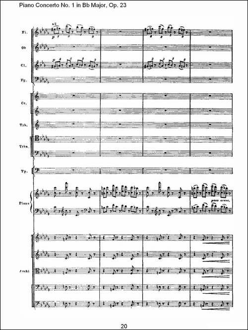 Bb大调第一钢琴协奏曲,Op.23第一乐章第一部-一-钢琴谱