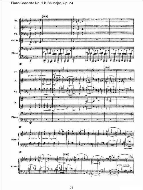 Bb大调第一钢琴协奏曲,Op.23第一乐章第一部-一-钢琴谱