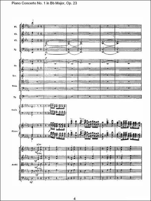 Bb大调第一钢琴协奏曲,Op.23第一乐章第一部-一-钢琴谱