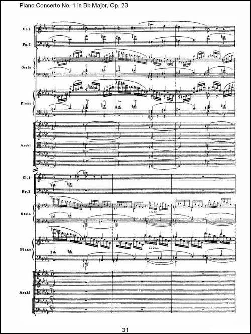 Bb大调第一钢琴协奏曲,Op.23第一乐章第一部-一-钢琴谱