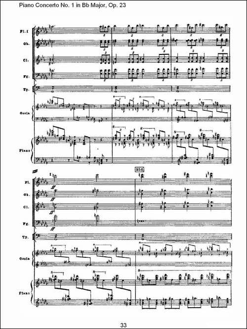 Bb大调第一钢琴协奏曲,Op.23第一乐章第一部-一-钢琴谱