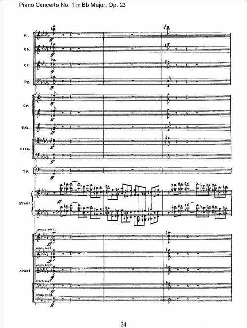 Bb大调第一钢琴协奏曲,Op.23第一乐章第一部-一-钢琴谱