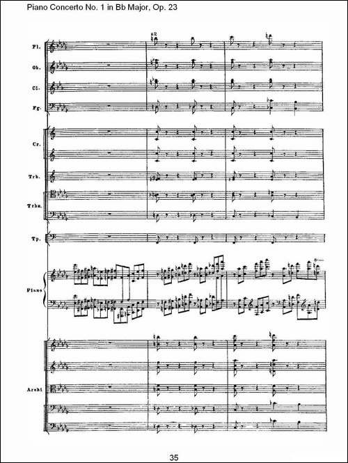 Bb大调第一钢琴协奏曲,Op.23第一乐章第一部-一-钢琴谱