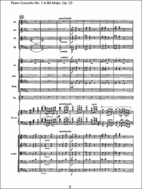 Bb大调第一钢琴协奏曲,Op.23第一乐章第一部-一-钢琴谱