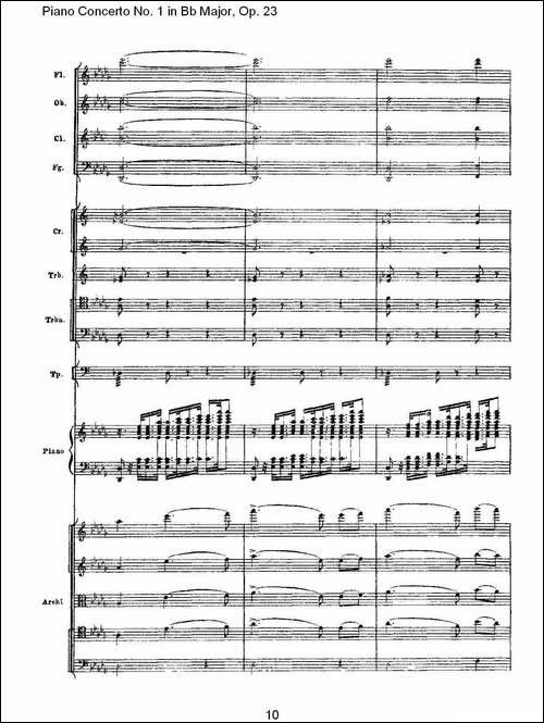 Bb大调第一钢琴协奏曲,Op.23第一乐章第一部-一-钢琴谱