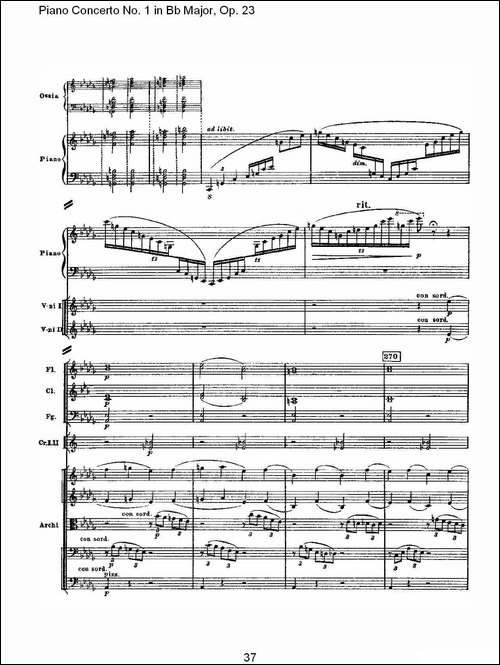 Bb大调第一钢琴协奏曲,Op.23第一乐章第一部-二-钢琴谱