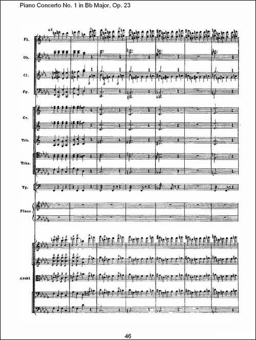 Bb大调第一钢琴协奏曲,Op.23第一乐章第一部-二-钢琴谱
