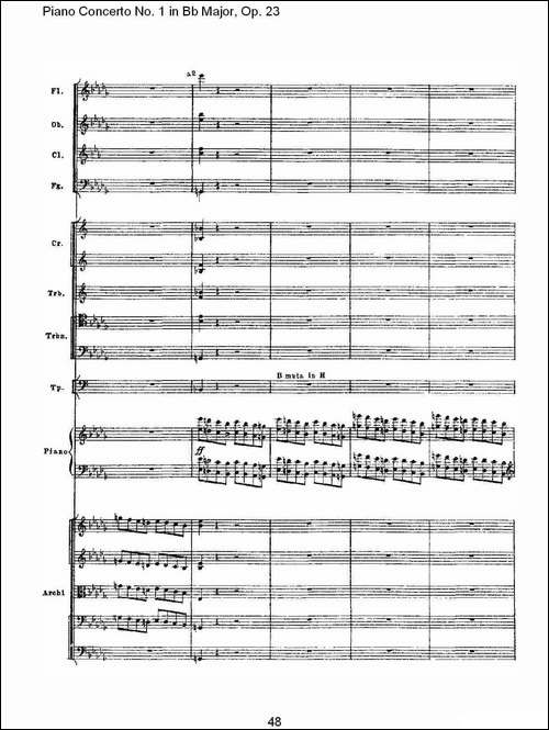 Bb大调第一钢琴协奏曲,Op.23第一乐章第一部-二-钢琴谱