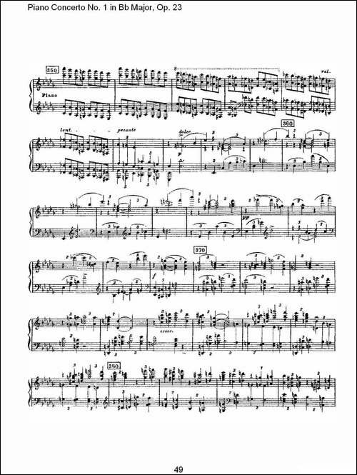 Bb大调第一钢琴协奏曲,Op.23第一乐章第一部-二-钢琴谱