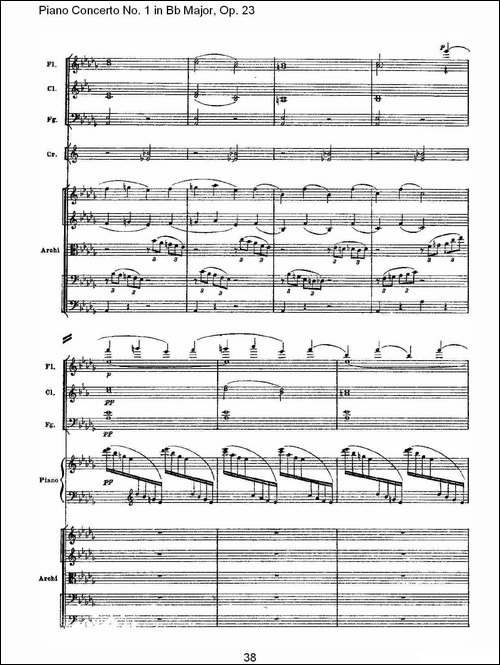 Bb大调第一钢琴协奏曲,Op.23第一乐章第一部-二-钢琴谱