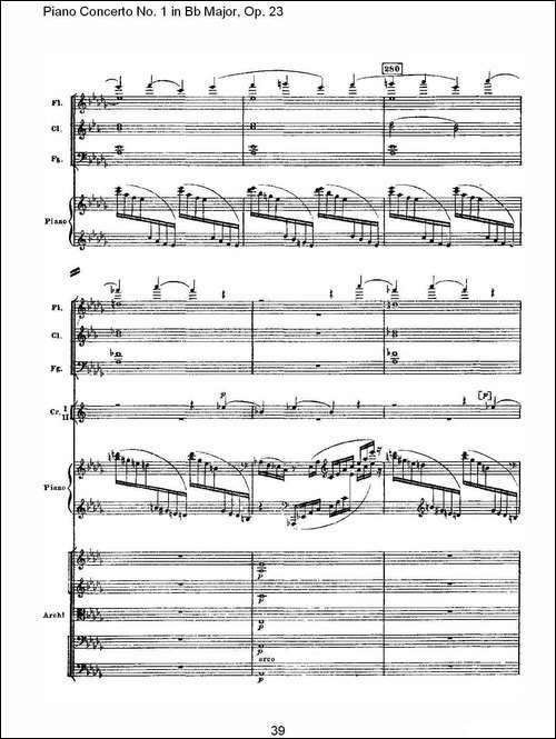 Bb大调第一钢琴协奏曲,Op.23第一乐章第一部-二-钢琴谱