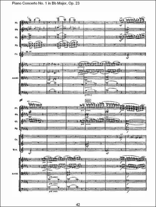 Bb大调第一钢琴协奏曲,Op.23第一乐章第一部-二-钢琴谱