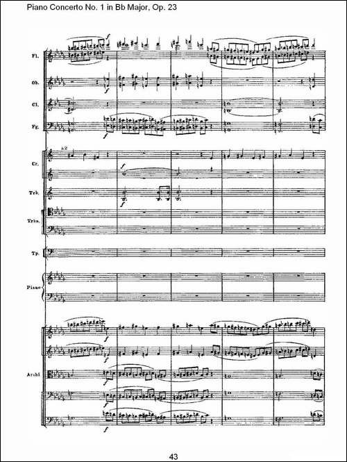 Bb大调第一钢琴协奏曲,Op.23第一乐章第一部-二-钢琴谱