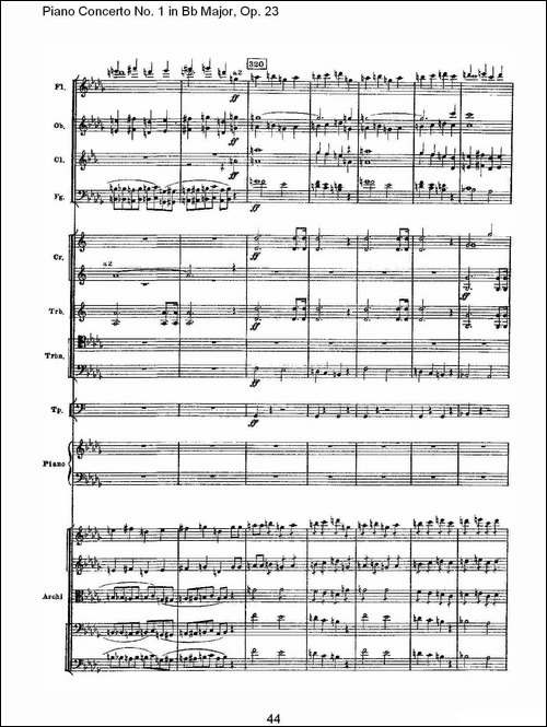 Bb大调第一钢琴协奏曲,Op.23第一乐章第一部-二-钢琴谱