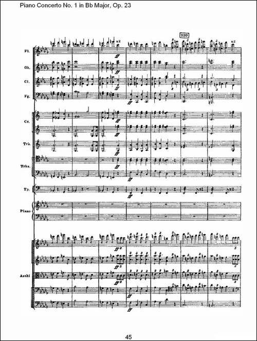 Bb大调第一钢琴协奏曲,Op.23第一乐章第一部-二-钢琴谱