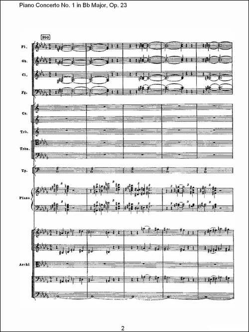Bb大调第一钢琴协奏曲,Op.23第一乐章第二部-一-钢琴谱