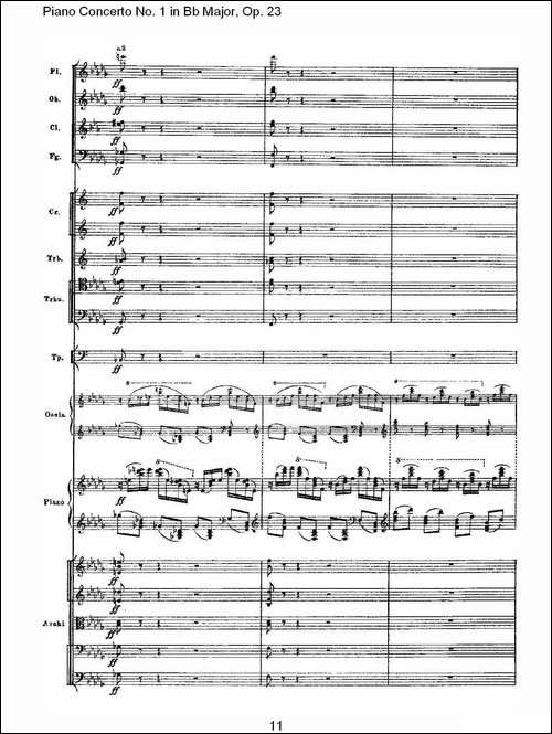 Bb大调第一钢琴协奏曲,Op.23第一乐章第二部-一-钢琴谱