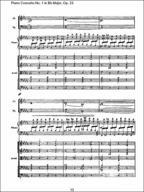 Bb大调第一钢琴协奏曲,Op.23第一乐章第二部-一-钢琴谱