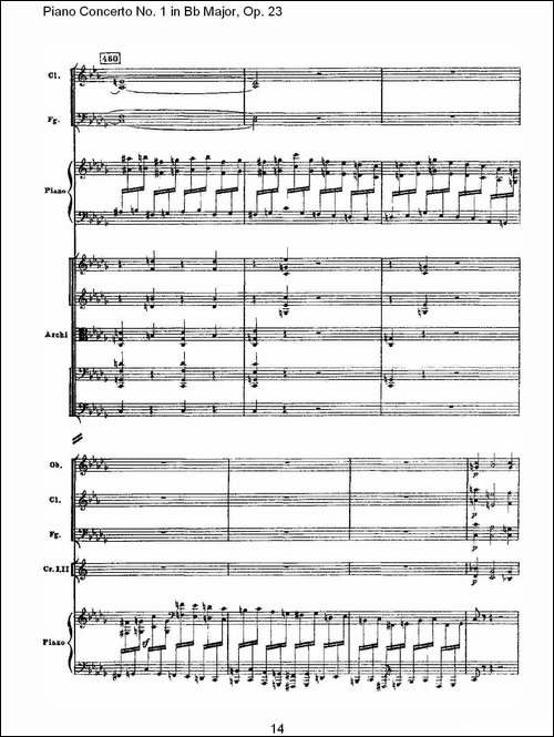Bb大调第一钢琴协奏曲,Op.23第一乐章第二部-一-钢琴谱