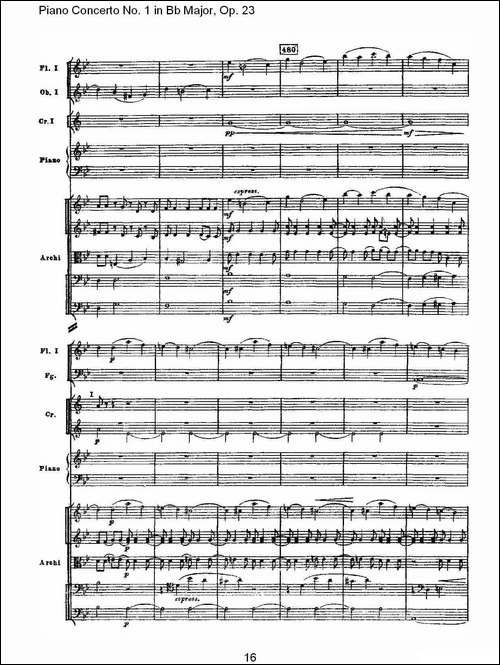 Bb大调第一钢琴协奏曲,Op.23第一乐章第二部-一-钢琴谱