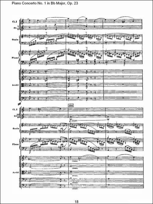 Bb大调第一钢琴协奏曲,Op.23第一乐章第二部-一-钢琴谱