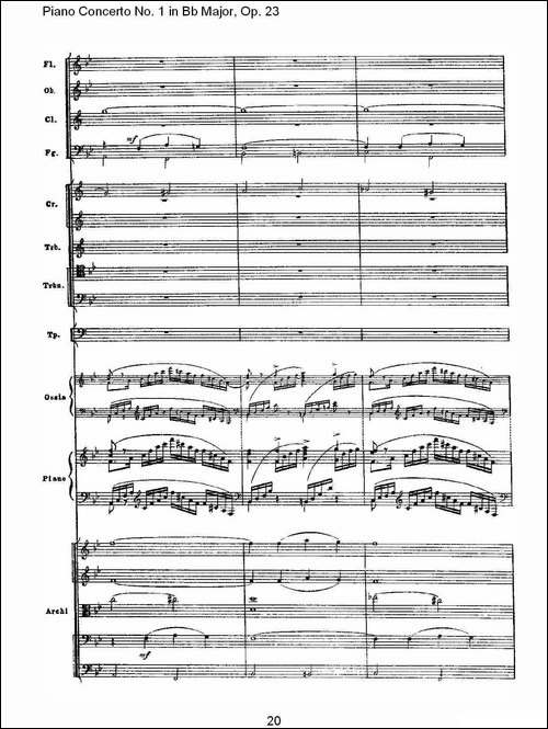 Bb大调第一钢琴协奏曲,Op.23第一乐章第二部-一-钢琴谱