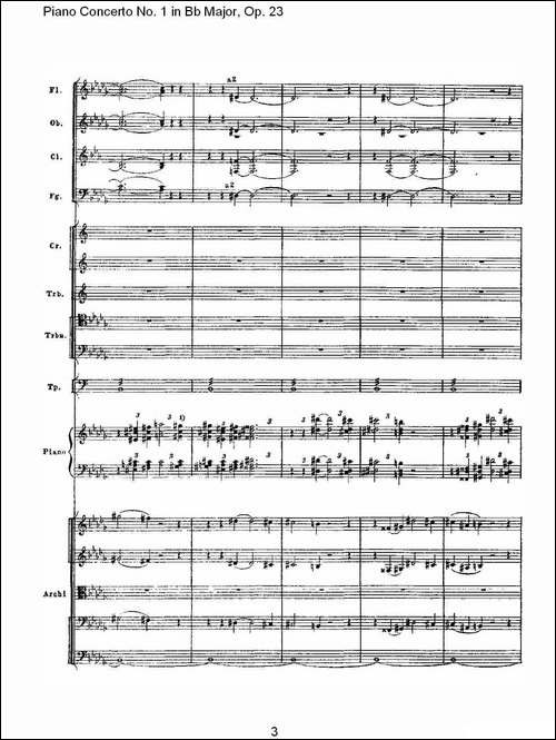 Bb大调第一钢琴协奏曲,Op.23第一乐章第二部-一-钢琴谱