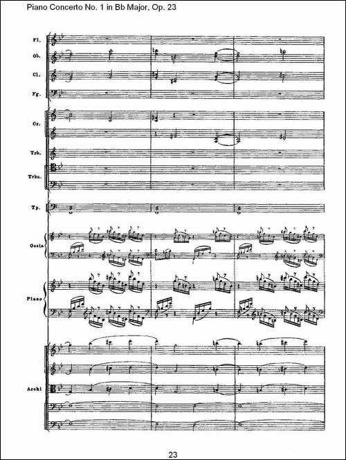 Bb大调第一钢琴协奏曲,Op.23第一乐章第二部-一-钢琴谱