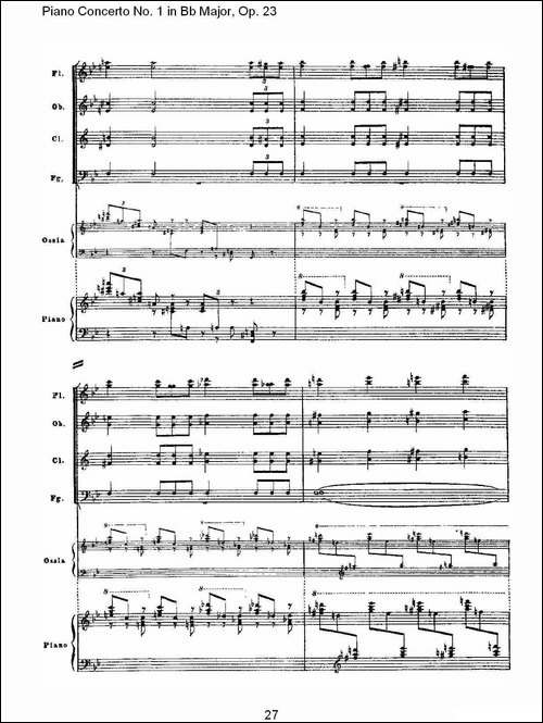 Bb大调第一钢琴协奏曲,Op.23第一乐章第二部-一-钢琴谱
