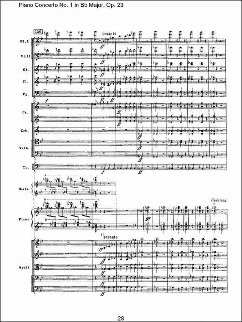 Bb大调第一钢琴协奏曲,Op.23第一乐章第二部-一-钢琴谱