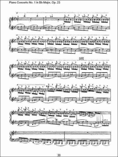 Bb大调第一钢琴协奏曲,Op.23第一乐章第二部-一-钢琴谱