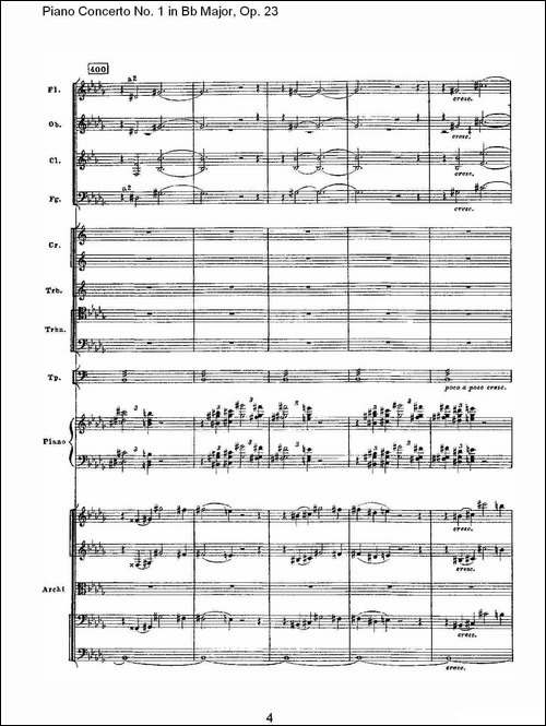 Bb大调第一钢琴协奏曲,Op.23第一乐章第二部-一-钢琴谱