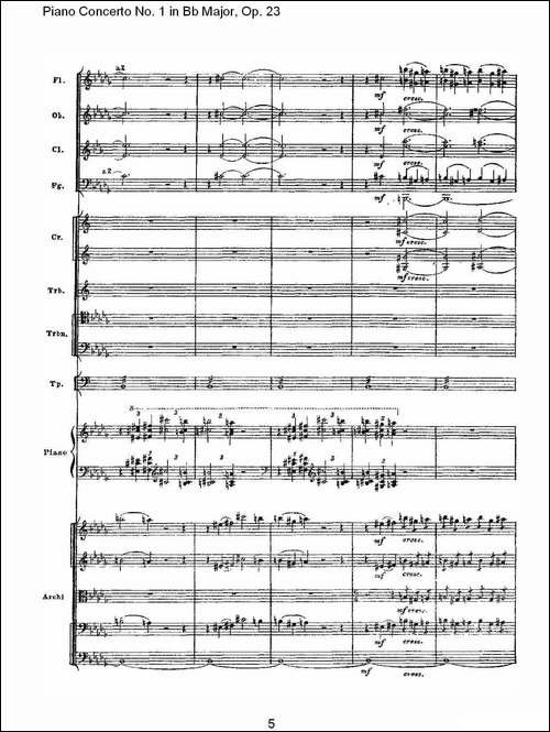 Bb大调第一钢琴协奏曲,Op.23第一乐章第二部-一-钢琴谱