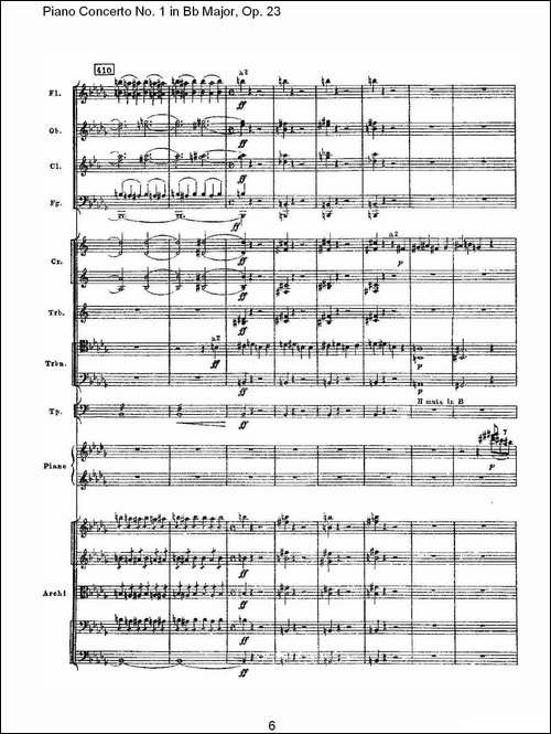 Bb大调第一钢琴协奏曲,Op.23第一乐章第二部-一-钢琴谱