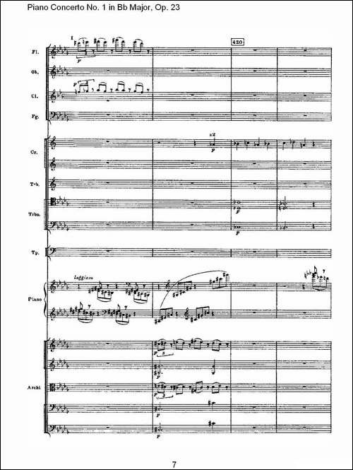 Bb大调第一钢琴协奏曲,Op.23第一乐章第二部-一-钢琴谱