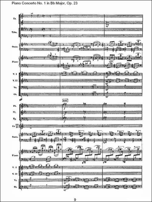 Bb大调第一钢琴协奏曲,Op.23第一乐章第二部-一-钢琴谱