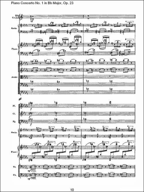 Bb大调第一钢琴协奏曲,Op.23第一乐章第二部-一-钢琴谱