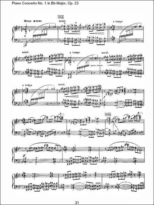 Bb大调第一钢琴协奏曲,Op.23第一乐章第二部-二-钢琴谱