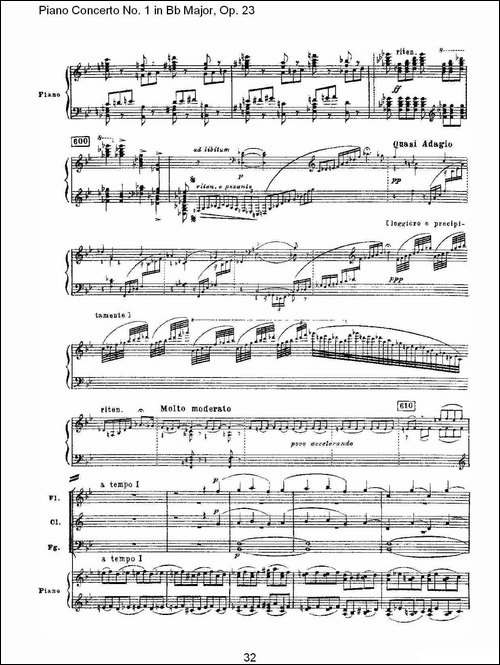 Bb大调第一钢琴协奏曲,Op.23第一乐章第二部-二-钢琴谱