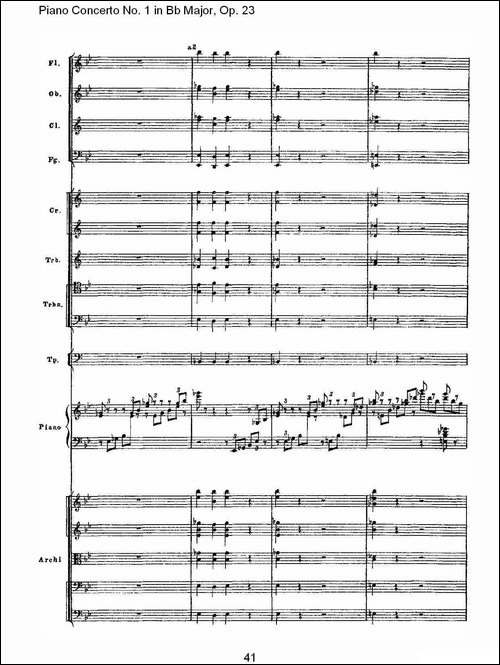 Bb大调第一钢琴协奏曲,Op.23第一乐章第二部-二-钢琴谱