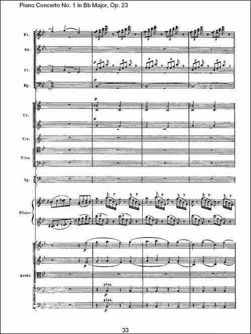 Bb大调第一钢琴协奏曲,Op.23第一乐章第二部-二-钢琴谱