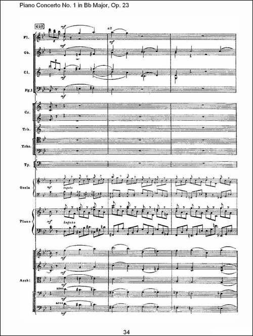 Bb大调第一钢琴协奏曲,Op.23第一乐章第二部-二-钢琴谱